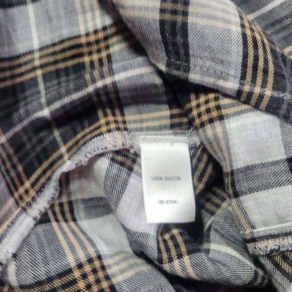 J.Jill Women Black & Beige Plaid Button-Front Long-Sleeve Blouse Size M - Picture 5 of 10